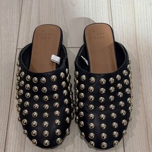 A New Day Black and Gold Studded Mules